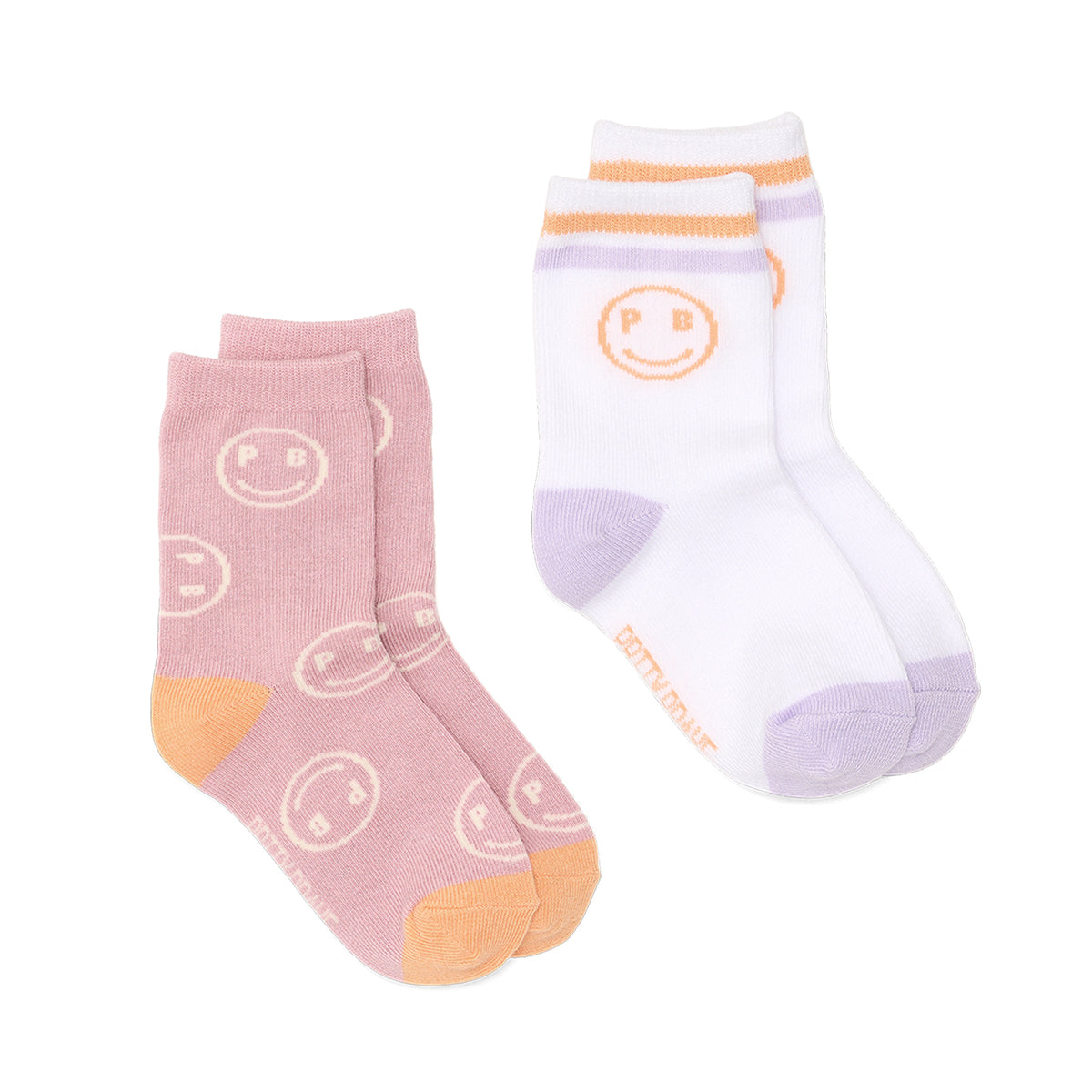 2-PACK SMILEY SOCKS Blush/White