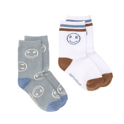 2-PACK SMILEY SOCKS Sage/White