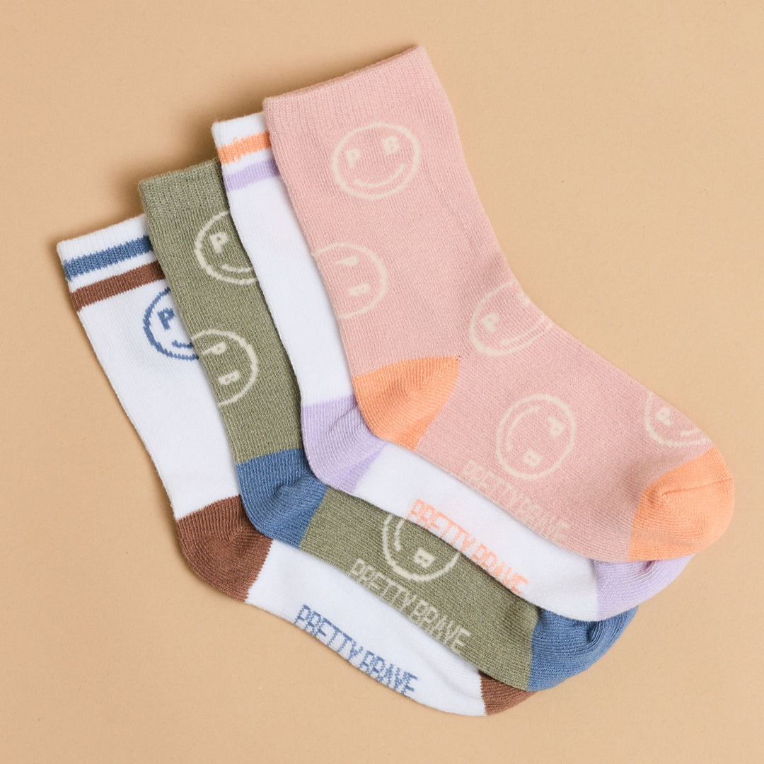 2-PACK SMILEY SOCKS Blush/White