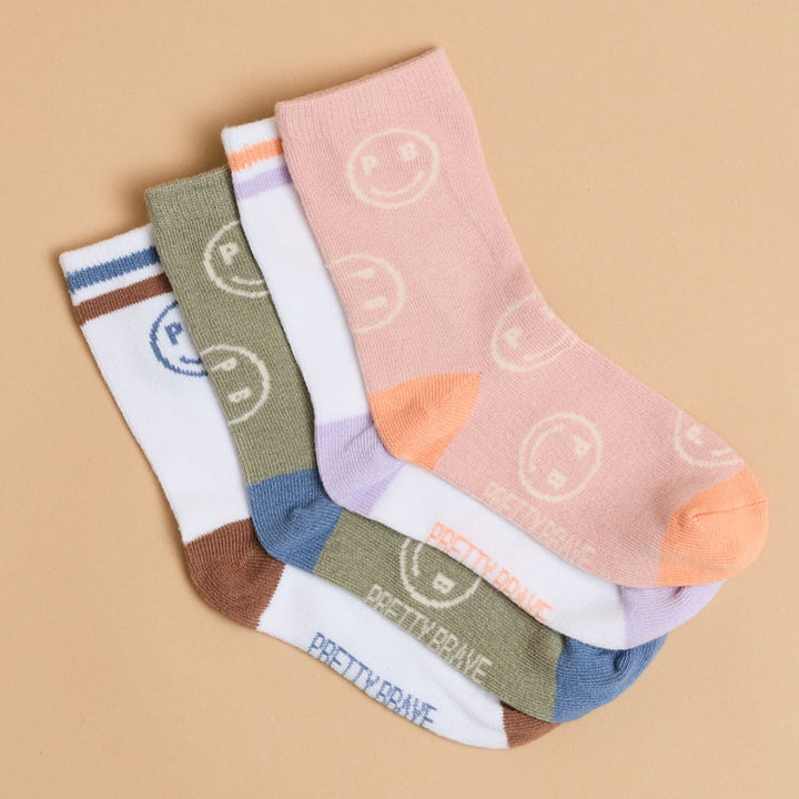 2-PACK SMILEY SOCKS Blush/White