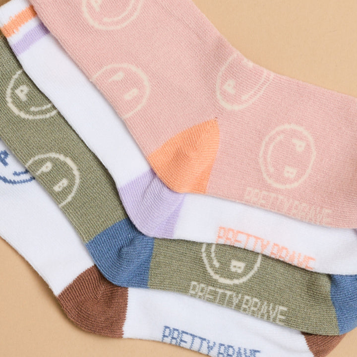 2-PACK SMILEY SOCKS Blush/White