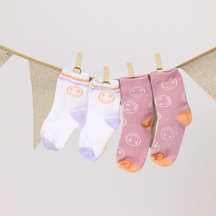 2-PACK SMILEY SOCKS Blush/White