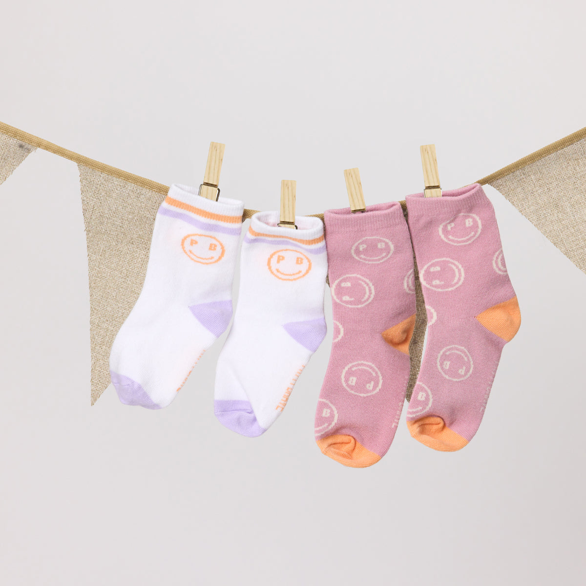 2-PACK SMILEY SOCKS Blush/White