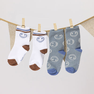 2-PACK SMILEY SOCKS Sage/White