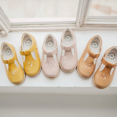 Three pairs of Amelia sandals. Colour honey, blush pink and tan