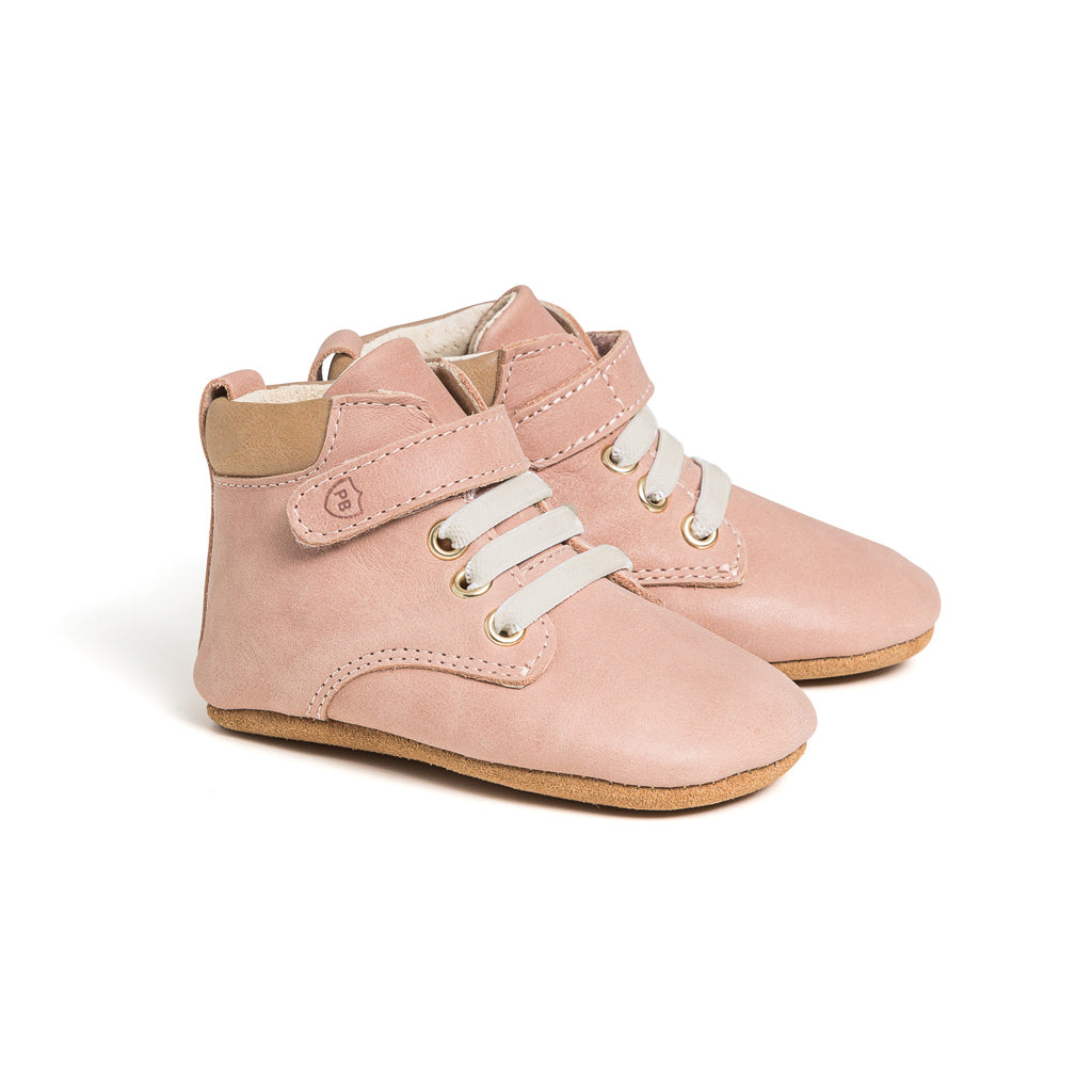 Archie baby boots in blush pink