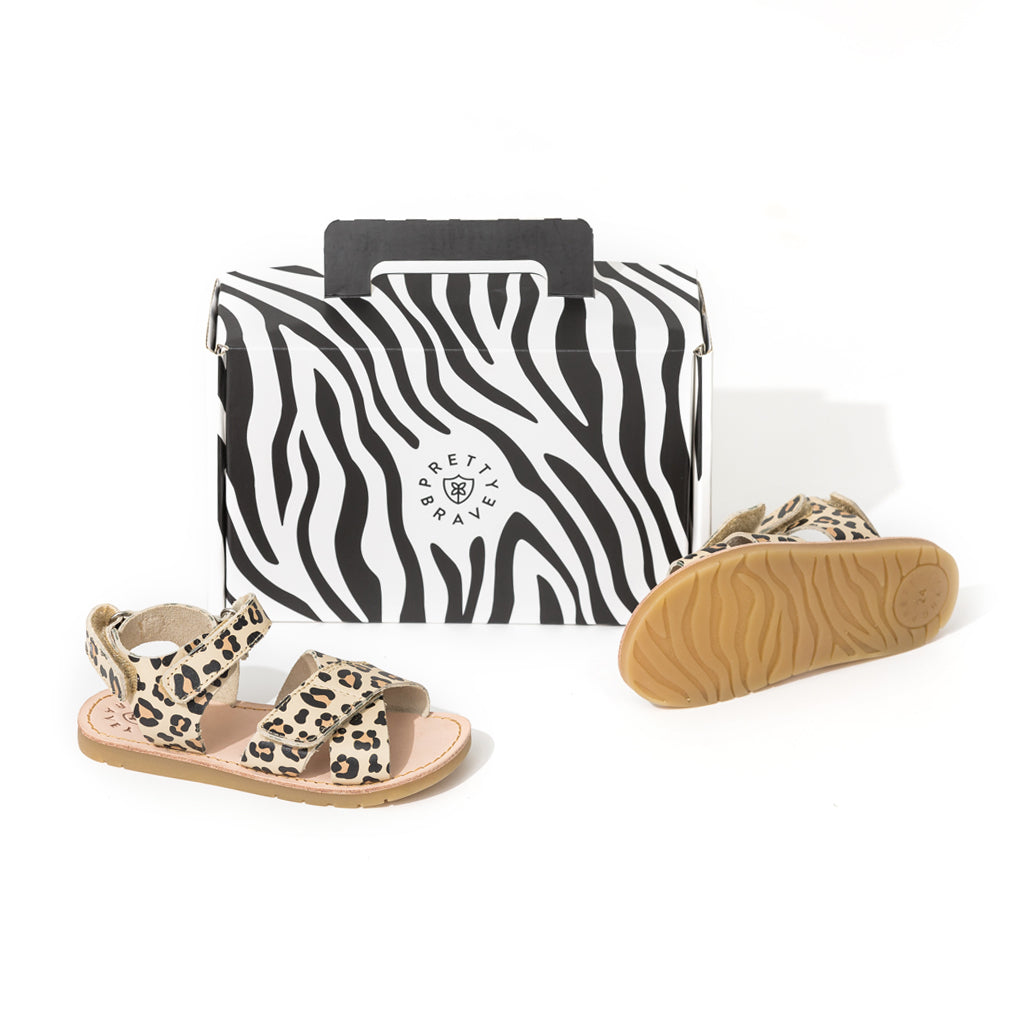 pretty brave child sandal leopard box