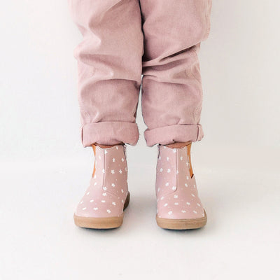 Child wearing Electric boot design in colour Primrose 