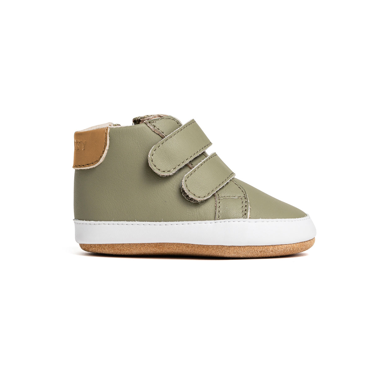 Side view of Hi Top in colour Khaki