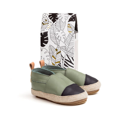 sage espadrille box Pretty Brave baby shoes