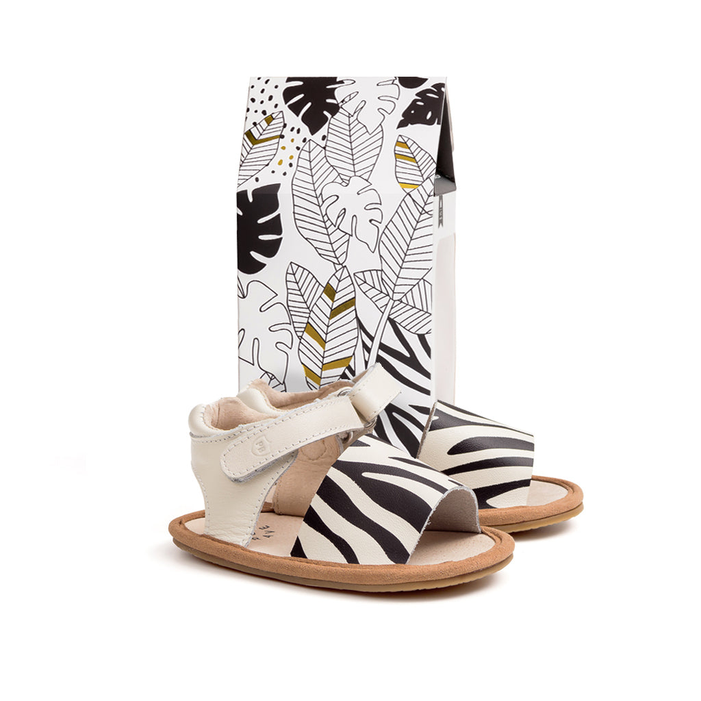 zebra sandal box Pretty Brave baby shoe